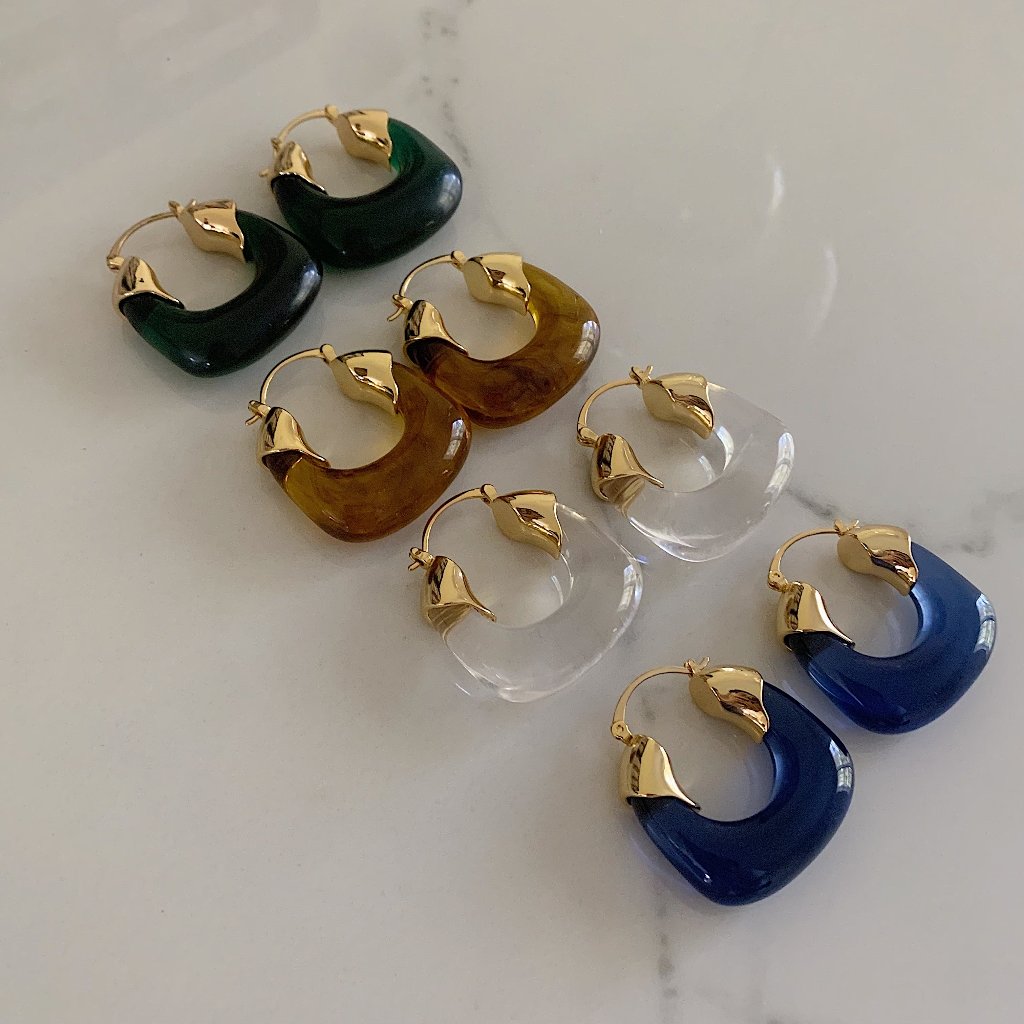Statement Hoop Earrings, Chunky Hoop Earrings, Amber Hoop Earrings